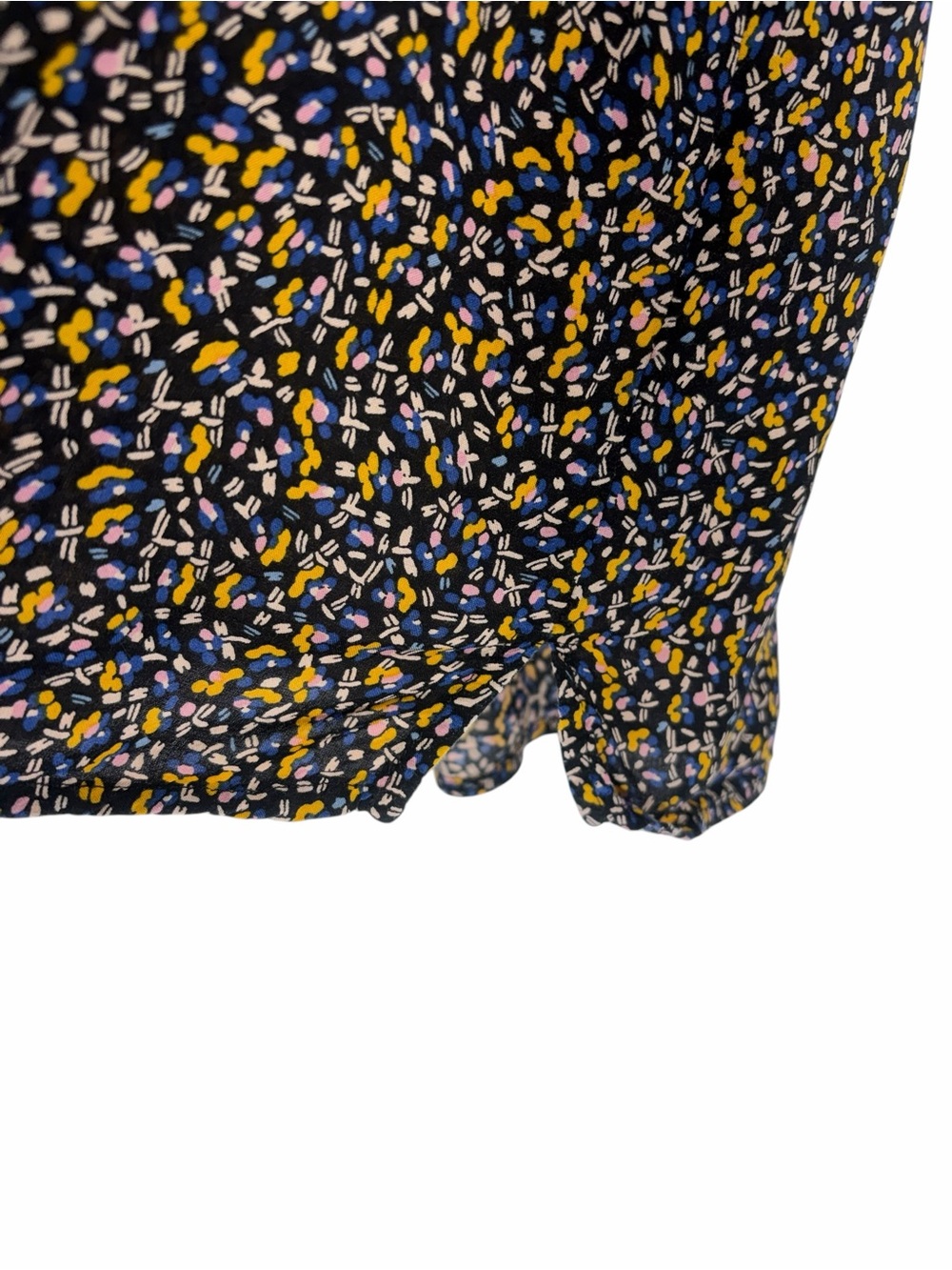 Anthropologie Navy and Mustard Floral Blouse Women's 3/4 Sleeve top size medium - Picture 7 of 10